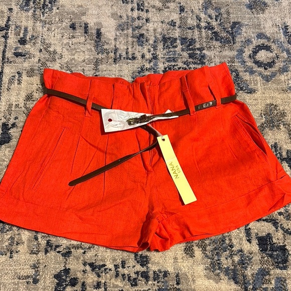 NaNa Red High Waist Shorts Casual Summer Essential - Picture 1 of 10